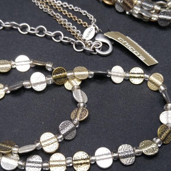 Chico's Long Two Strand Necklace Matching 5 Stretch Bracelets, NWT, 39 Inches - Picture 9 of 9